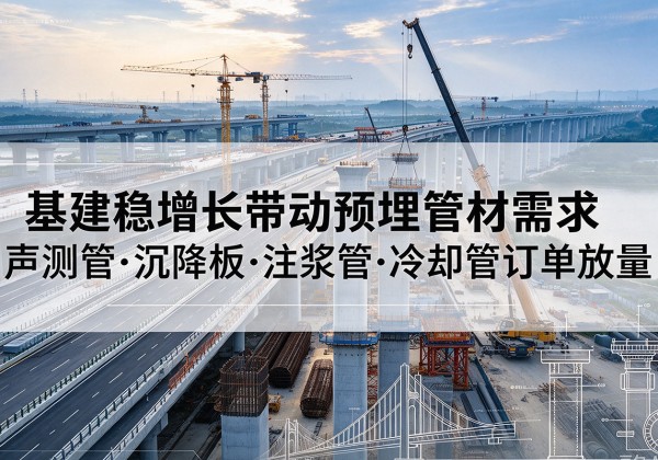 山城基建稳增长带动预埋监测管材需求，声测管、沉降板、注浆管订单持续放量